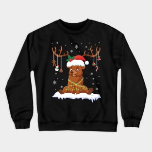 Bear Reindeer Santa Noel Costume Dancing On Snow Merry Xmas Crewneck Sweatshirt